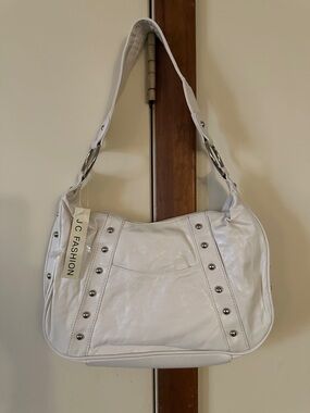 JC Fashion White Studded Shoulder Vegan leather Bag